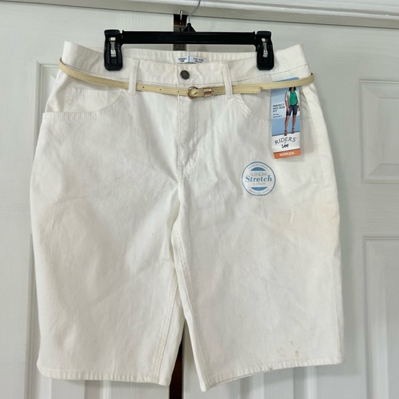 New Riders Lee Bermuda Jean shorts with belt woman size 14 - Picture 1 of 6